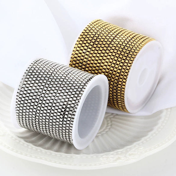 Stainless Steel Box Chain Vacuum Plated Real Gold Color Retention Diy Necklace Sweater Chain Bracelet