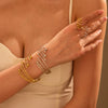 Stainless Steel Bracelet And Ring Electroplated With 18K Gold Geometric Pattern Hand Jewelry For Women