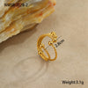 Stainless Steel Bracelet And Ring Electroplated With 18K Gold Geometric Pattern Hand Jewelry For Women