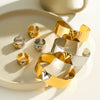 Stainless Steel Bracelet And Ring Set With Three Dimensional Heart Pattern Gold Tone Vacuum Plated Jewelry For Women