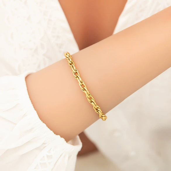 Stainless Steel Bracelet Electroplated 18K Gold Simple Niche Nonfading Jewelry For Women