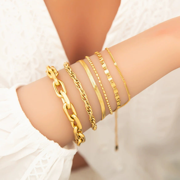 Stainless Steel Bracelet Electroplated 18K Gold Simple Niche Nonfading Jewelry For Women
