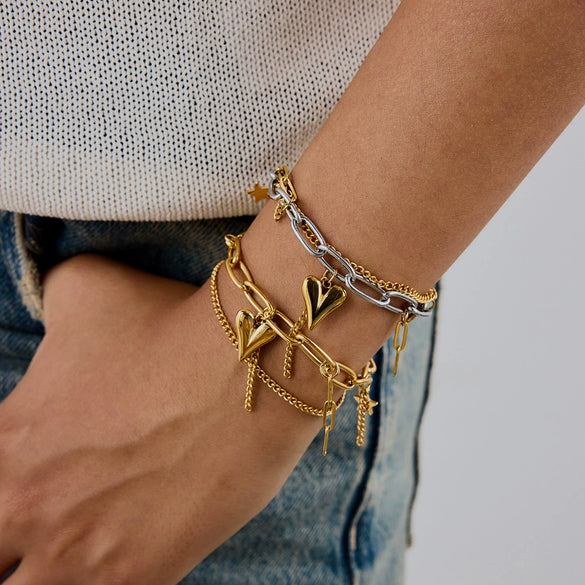 Stainless Steel Bracelet Electroplating Heart Geometric Women's Jewelry