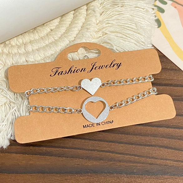 Stainless Steel Bracelet Unisex Simple Hollow Love Sun Moon With Heart Geometric Pattern Polished