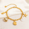 Stainless Steel Bracelet With Clam Shell Pearl Charm Conch Starfish Natural Shell Animal Zodiac Electroplated Design