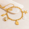 Stainless Steel Bracelet With Clam Shell Pearl Charm Conch Starfish Natural Shell Animal Zodiac Electroplated Design