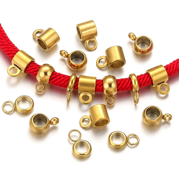 Stainless Steel Bracelet With Holes Hanging Beads Diy Jewelry Accessories Handmade Gold Plated