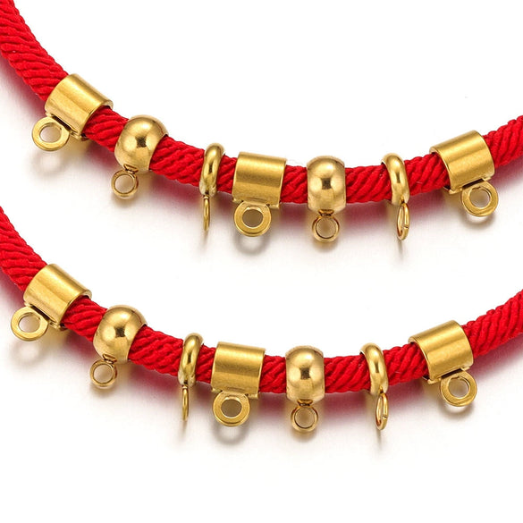 Stainless Steel Bracelet With Holes Hanging Beads Diy Jewelry Accessories Handmade Gold Plated