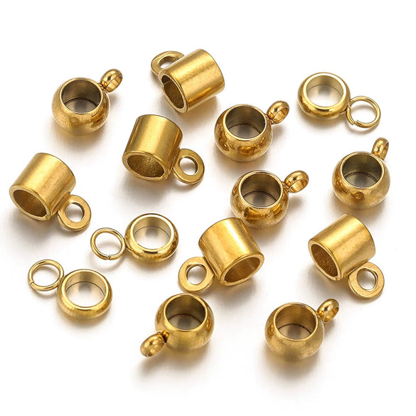Stainless Steel Bracelet With Holes Hanging Beads Diy Jewelry Accessories Handmade Gold Plated