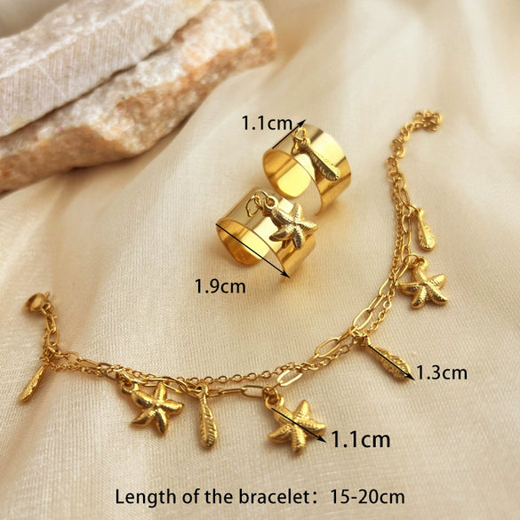 Stainless Steel Bracelets With Multiple Pendant Designs Light Luxury Titanium Steel Jewelry Electroplated Heart Shape