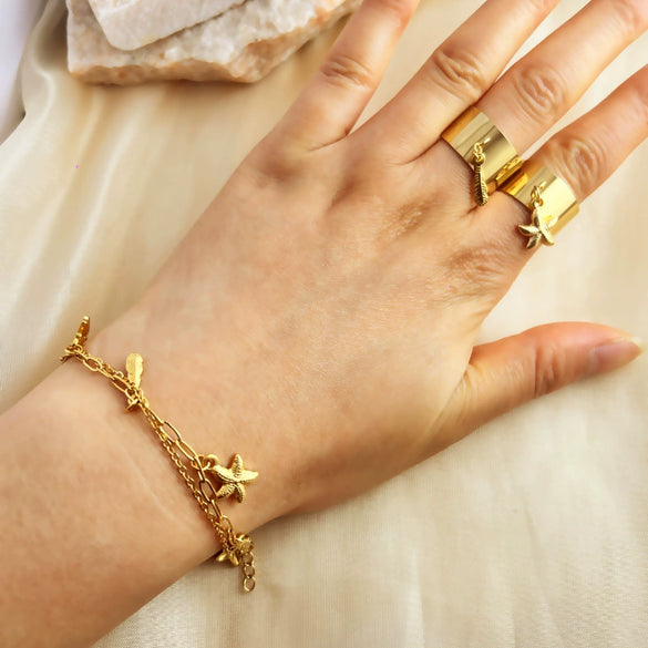 Stainless Steel Bracelets With Multiple Pendant Designs Light Luxury Titanium Steel Jewelry Electroplated Heart Shape