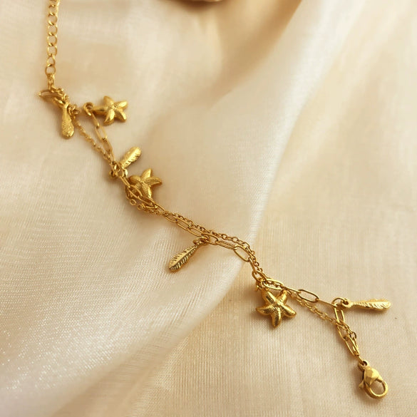 Stainless Steel Bracelets With Multiple Pendant Designs Light Luxury Titanium Steel Jewelry Electroplated Heart Shape