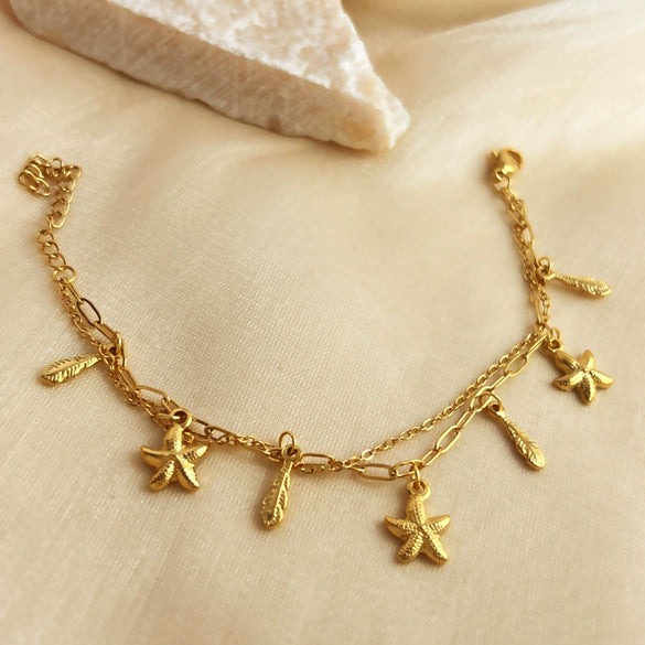 Stainless Steel Bracelets With Multiple Pendant Designs Light Luxury Titanium Steel Jewelry Electroplated Heart Shape