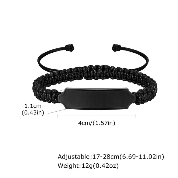 Stainless Steel Braided Adjustable Bracelet For Men With Groove And Curved Design