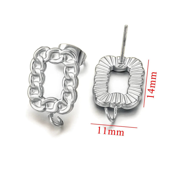 Stainless Steel Braided Threaded Round Ring Electroplated Earring Accessories With Hirback Pattern Handmade Diy