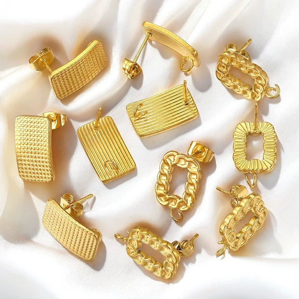 Stainless Steel Braided Threaded Round Ring Electroplated Earring Accessories With Hirback Pattern Handmade Diy