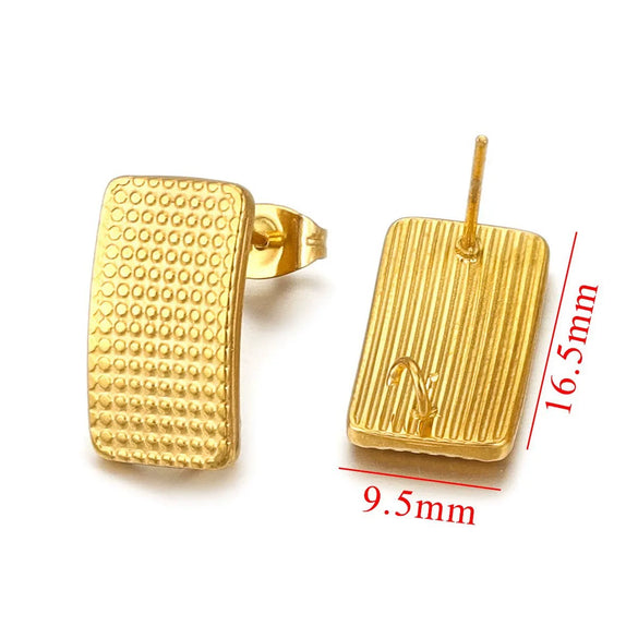Stainless Steel Braided Threaded Round Ring Electroplated Earring Accessories With Hirback Pattern Handmade Diy