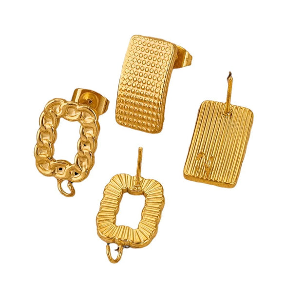 Stainless Steel Braided Threaded Round Ring Electroplated Earring Accessories With Hirback Pattern Handmade Diy