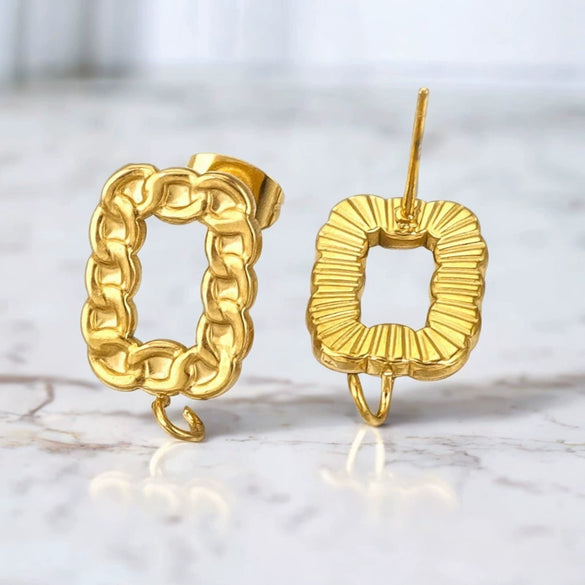 Stainless Steel Braided Threaded Round Ring Electroplated Earring Accessories With Hirback Pattern Handmade Diy