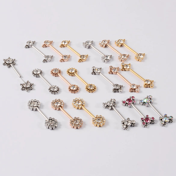 Stainless Steel Breast Ring With Butterfly Color Diamond Bag Drill Pattern Polishing Welding Process Unisex Style