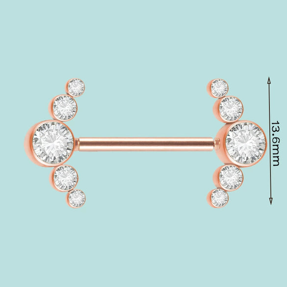 Stainless Steel Breast Ring With Butterfly Color Diamond Bag Drill Pattern Polishing Welding Process Unisex Style