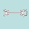 Stainless Steel Breast Ring With Butterfly Color Diamond Bag Drill Pattern Polishing Welding Process Unisex Style