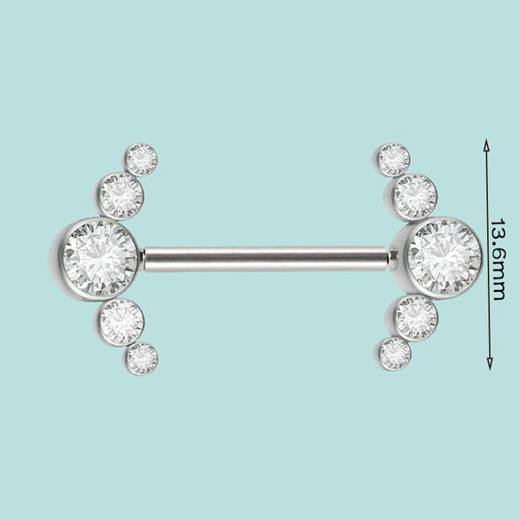 Stainless Steel Breast Ring With Butterfly Color Diamond Bag Drill Pattern Polishing Welding Process Unisex Style