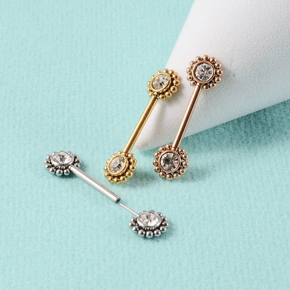 Stainless Steel Breast Ring With Butterfly Color Diamond Bag Drill Pattern Polishing Welding Process Unisex Style
