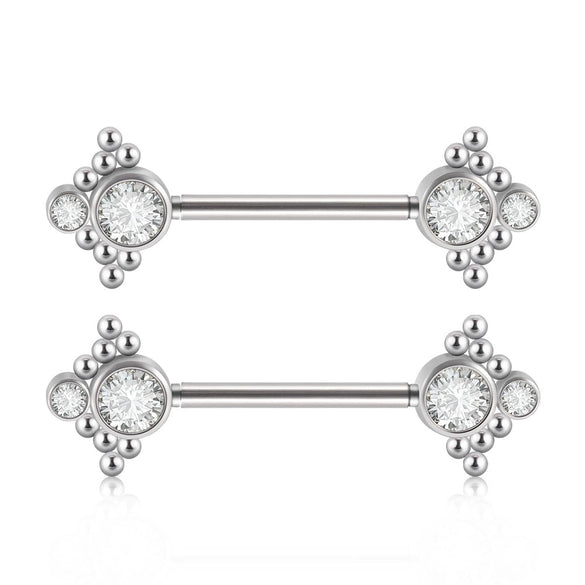 Stainless Steel Breast Ring With Butterfly Color Diamond Bag Drill Pattern Polishing Welding Process Unisex Style