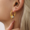 316L Stainless Steel Brushed Gold Texture Crossmirror Earrings Necklace Suit Jewelry Electroplated