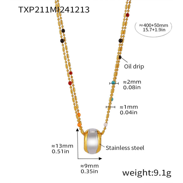 316L Stainless Steel Brushed Gold Texture Crossmirror Earrings Necklace Suit Jewelry Electroplated
