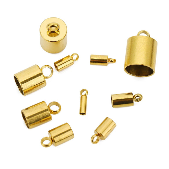 Stainless Steel Bucket Leather Rope Necklace Connection Buckle Electroplated Smooth Cylindrical