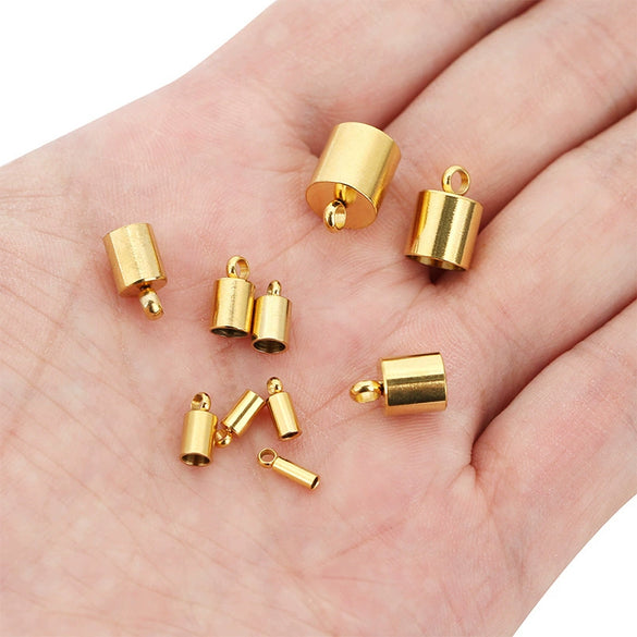 Stainless Steel Bucket Leather Rope Necklace Connection Buckle Electroplated Smooth Cylindrical