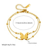 Stainless Steel Butterfly And Insect Pattern Fashion Necklace And Bracelet Set For Women With Electroplating Treatment