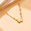 Stainless Steel Butterfly And Insect Pattern Fashion Necklace And Bracelet Set For Women With Electroplating Treatment