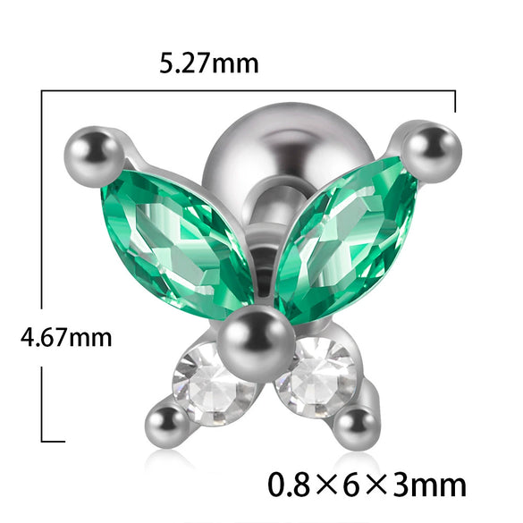 Stainless Steel Butterfly Ear Nail With Zircon And Diamond Lovely Animal Style