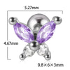 Stainless Steel Butterfly Ear Nail With Zircon And Diamond Lovely Animal Style