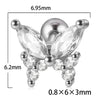 Stainless Steel Butterfly Ear Nail With Zircon And Diamond Lovely Animal Style