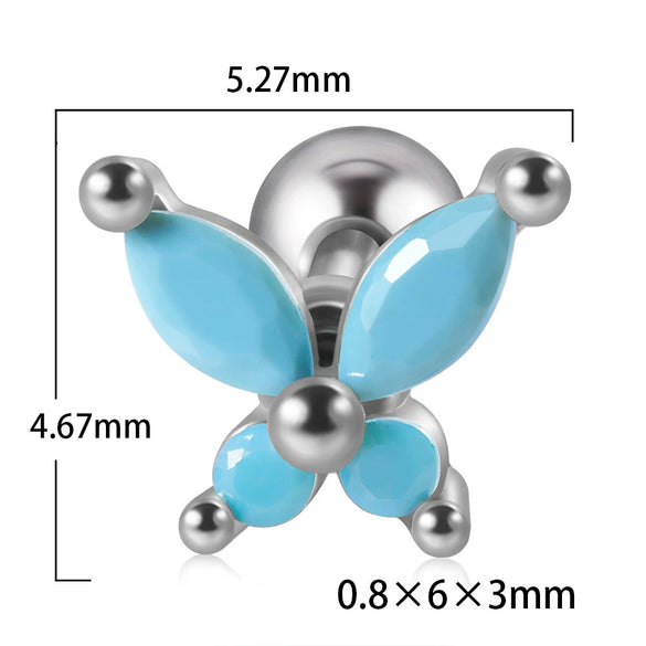 Stainless Steel Butterfly Ear Nail With Zircon And Diamond Lovely Animal Style