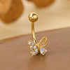 Stainless Steel Butterfly Navel Ring 18K Real Gold Plated Body Piercing Jewelry Accessories For Women