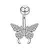 Stainless Steel Butterfly Navel Ring With Diamond Design And Alloy Inlaid Artificial Gemstones For Women Body Piercing Jewelry