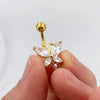 Stainless Steel Butterfly Navel Ring With Diamond Design And Alloy Inlaid Artificial Gemstones For Women Body Piercing Jewelry
