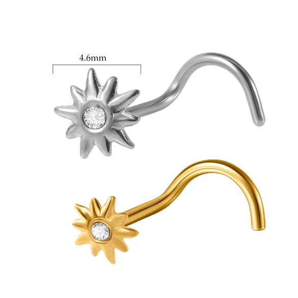Stainless Steel Butterfly Nose Stud And Ring With Sun Lightning Five Star Shapes Electroplated Piercing Nose Jewelry