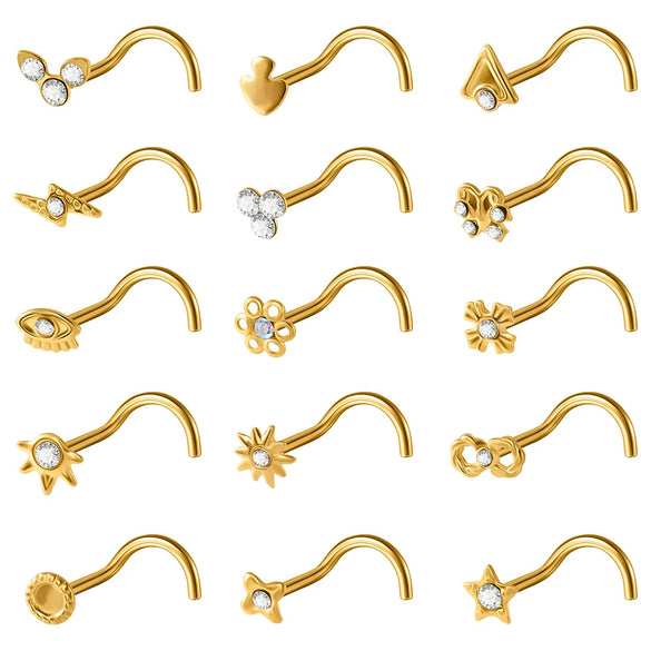 Stainless Steel Butterfly Nose Stud And Ring With Sun Lightning Five Star Shapes Electroplated Piercing Nose Jewelry