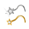 Stainless Steel Butterfly Nose Stud And Ring With Sun Lightning Five Star Shapes Electroplated Piercing Nose Jewelry