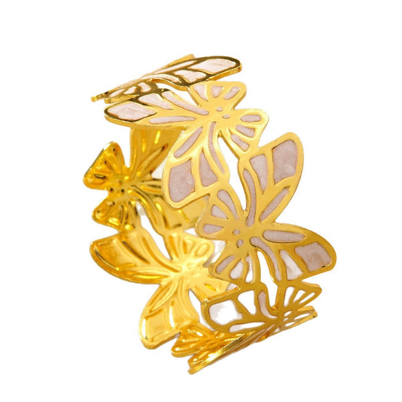 Stainless Steel Butterfly Open Bracelet With Dripping Oil Finish Fashion Temperament Titanium Steel Cuff Bangle