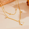 Stainless Steel Butterfly With Acrylic Diamond Bead Double Layer Women's Fashion Necklace And Anklet