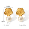 Stainless Steel Butterfly Zircon Star Fivepetal Flower Pearl Earrings With Electroplating For Women