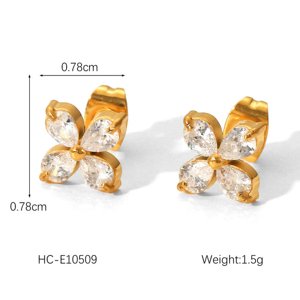 Stainless Steel Butterfly Zircon Star Fivepetal Flower Pearl Earrings With Electroplating For Women