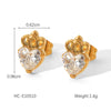 Stainless Steel Butterfly Zircon Star Fivepetal Flower Pearl Earrings With Electroplating For Women